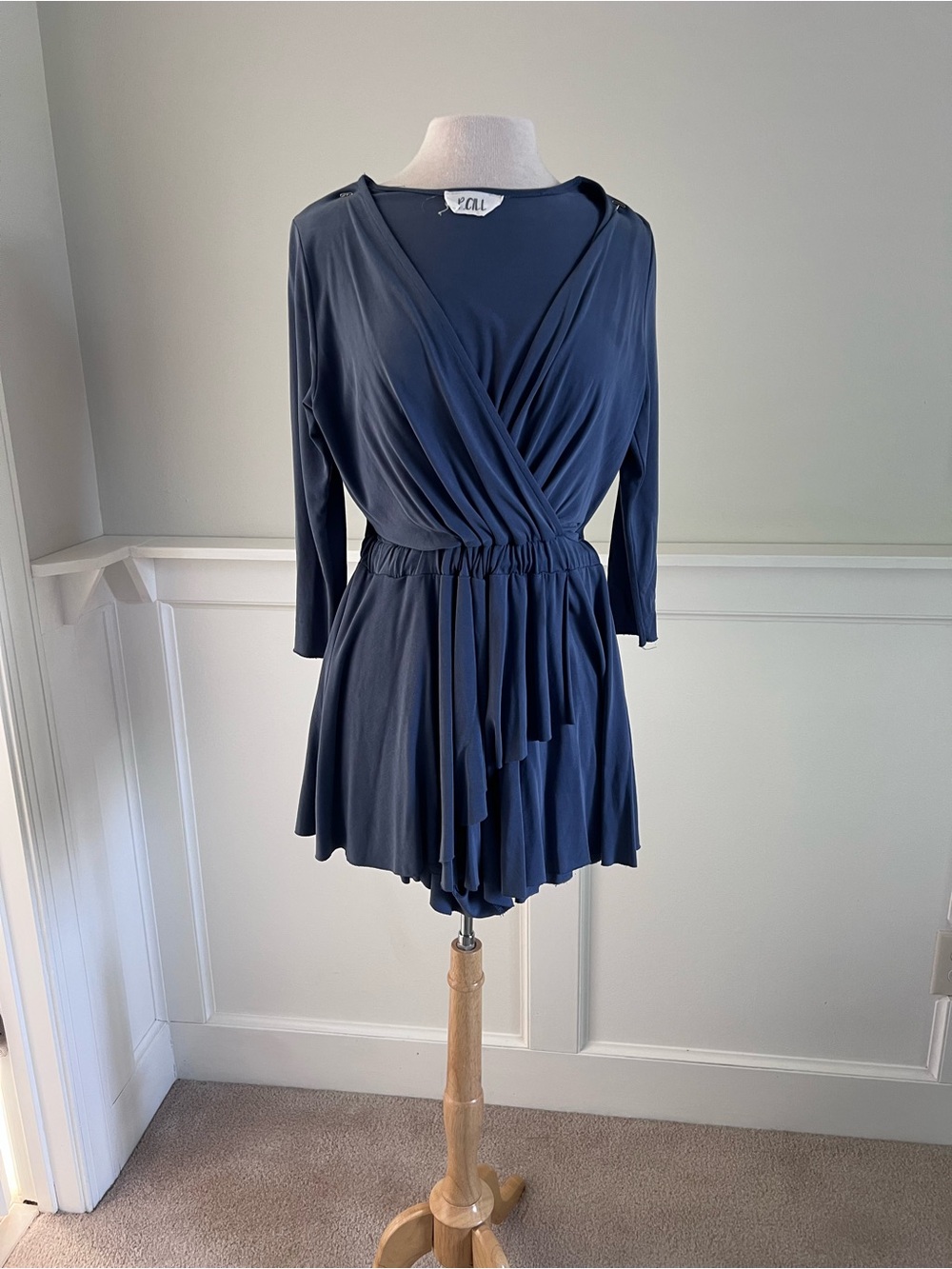 Vince Navy Wrap-Front Mini Dress